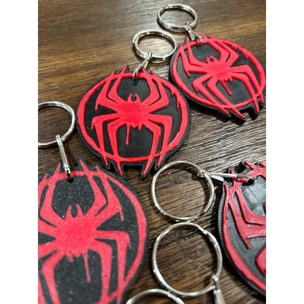 Miles Morales Spiderman Symbol Keychain Pack Dual-Color Raised Design (10 Pack)